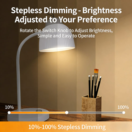 Calelin LED Desk Lamp - 48 LED Beads, Stepless Dimming, 2400mAh Rechargeable & Plug-in, 360° Flexible Gooseneck, Portable Hook for Home/Office/Study