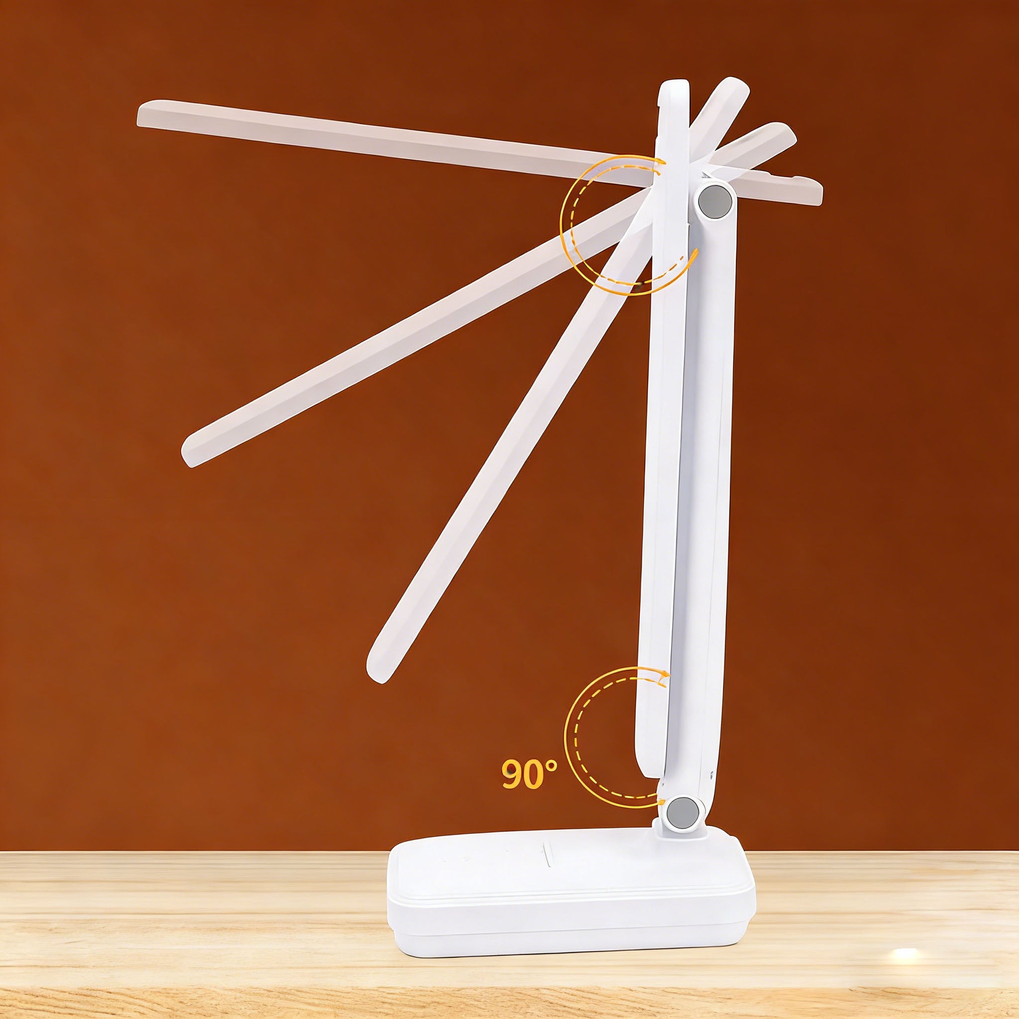 Calelin LED Desk Lamp with Phone Stand, 3-Level Dimmable & 3 Color Temperatures, Foldable Eye-Caring Table Light for Home Office Study, Rechargeable/Plug-in (Model WD-6082G)