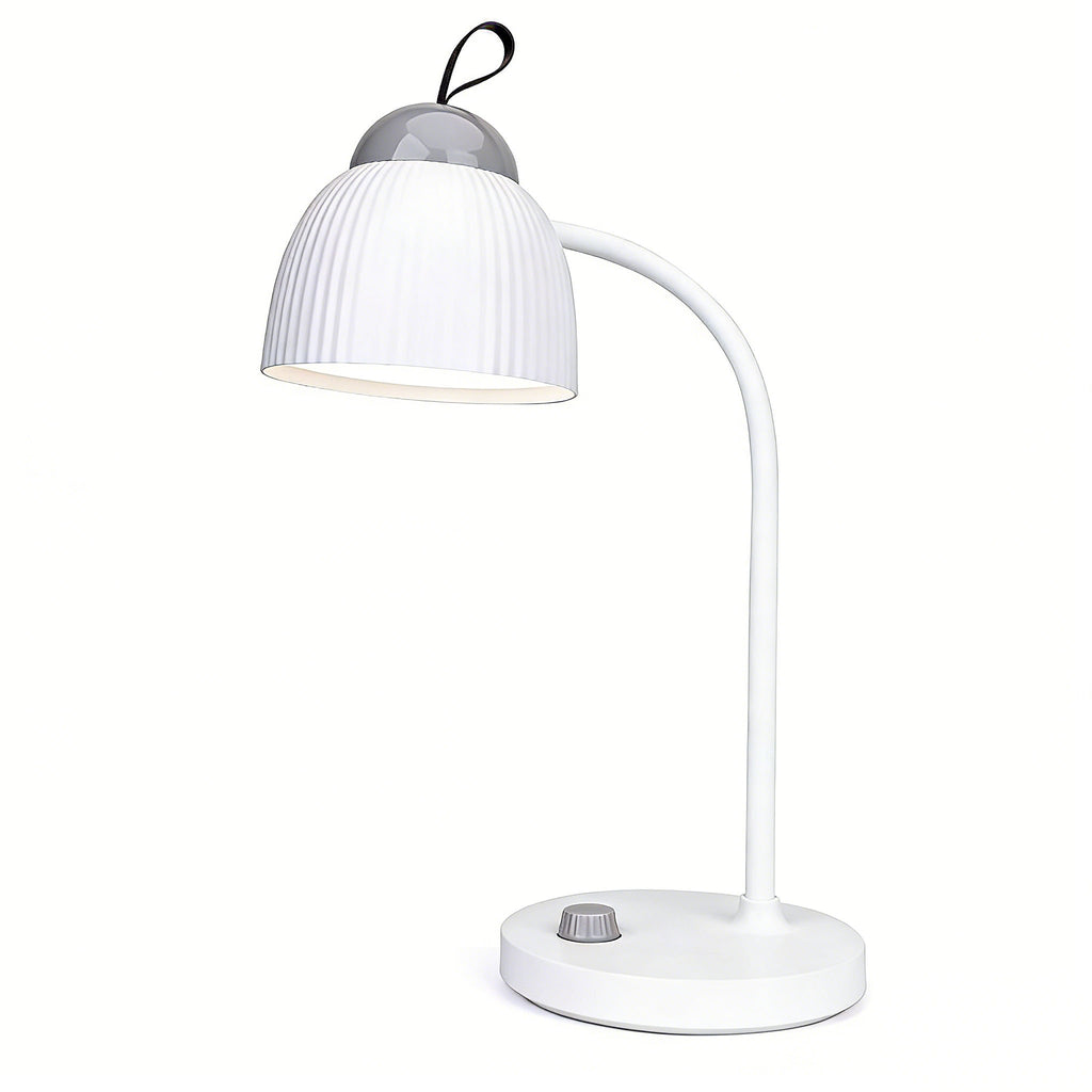 Calelin LED Desk Lamp - 48 LED Beads, Stepless Dimming, 2400mAh Rechargeable & Plug-in, 360° Flexible Gooseneck, Portable Hook for Home/Office/Study