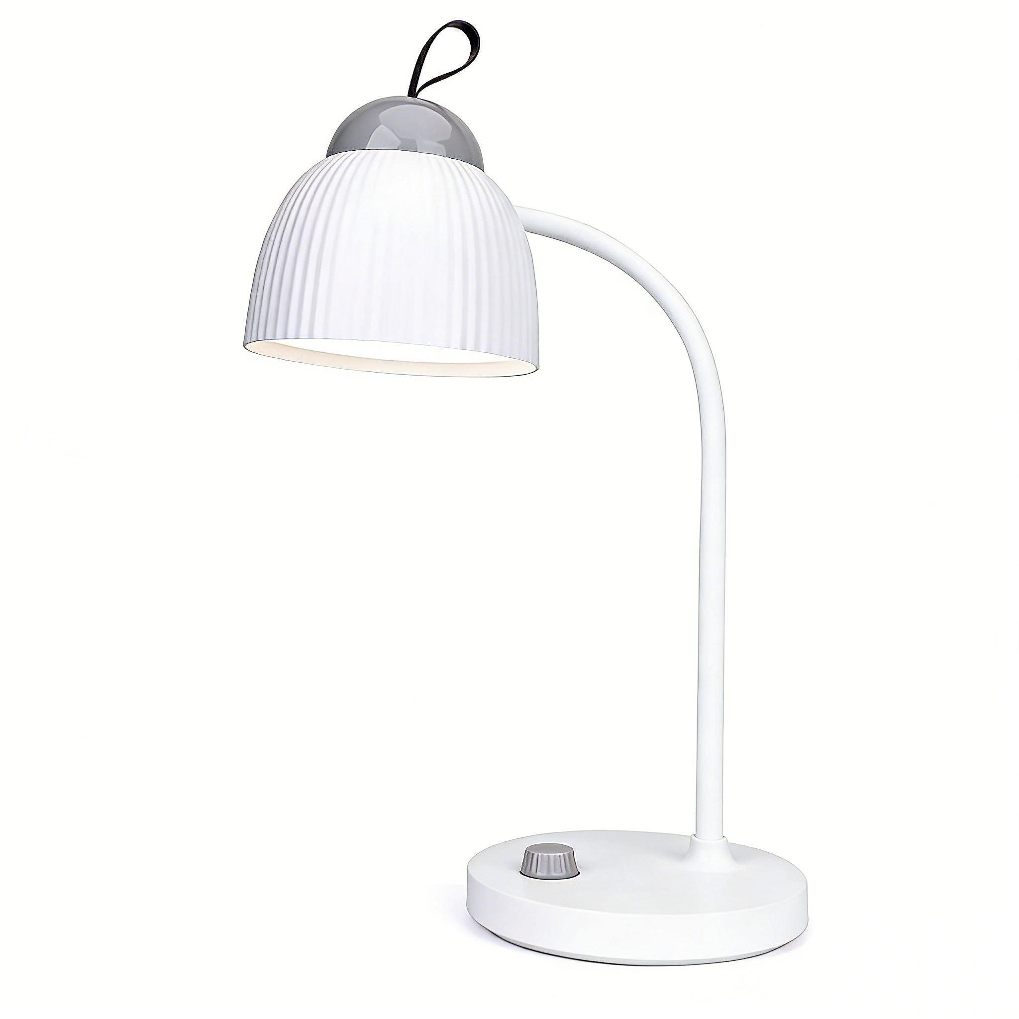 Calelin LED Desk Lamp - 48 LED Beads, Stepless Dimming, 2400mAh Rechargeable & Plug-in, 360° Flexible Gooseneck, Portable Hook for Home/Office/Study