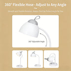 Calelin LED Desk Lamp - 48 LED Beads, Stepless Dimming, 2400mAh Rechargeable & Plug-in, 360° Flexible Gooseneck, Portable Hook for Home/Office/Study