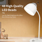 Calelin LED Desk Lamp - 48 LED Beads, Stepless Dimming, 2400mAh Rechargeable & Plug-in, 360° Flexible Gooseneck, Portable Hook for Home/Office/Study