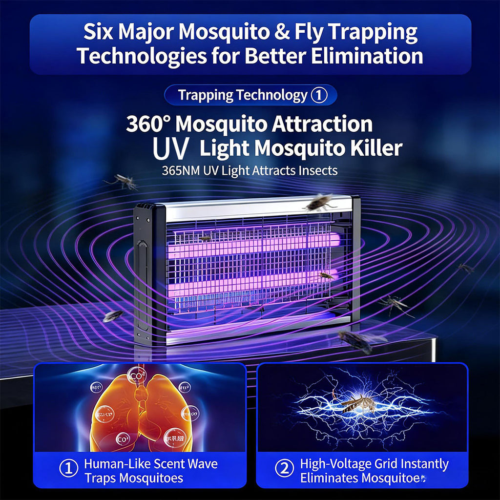 Calelin UV Bug Zapper: 120㎡ Coverage, 1500V Instant Kill – Safe for Homes &amp; Businesses