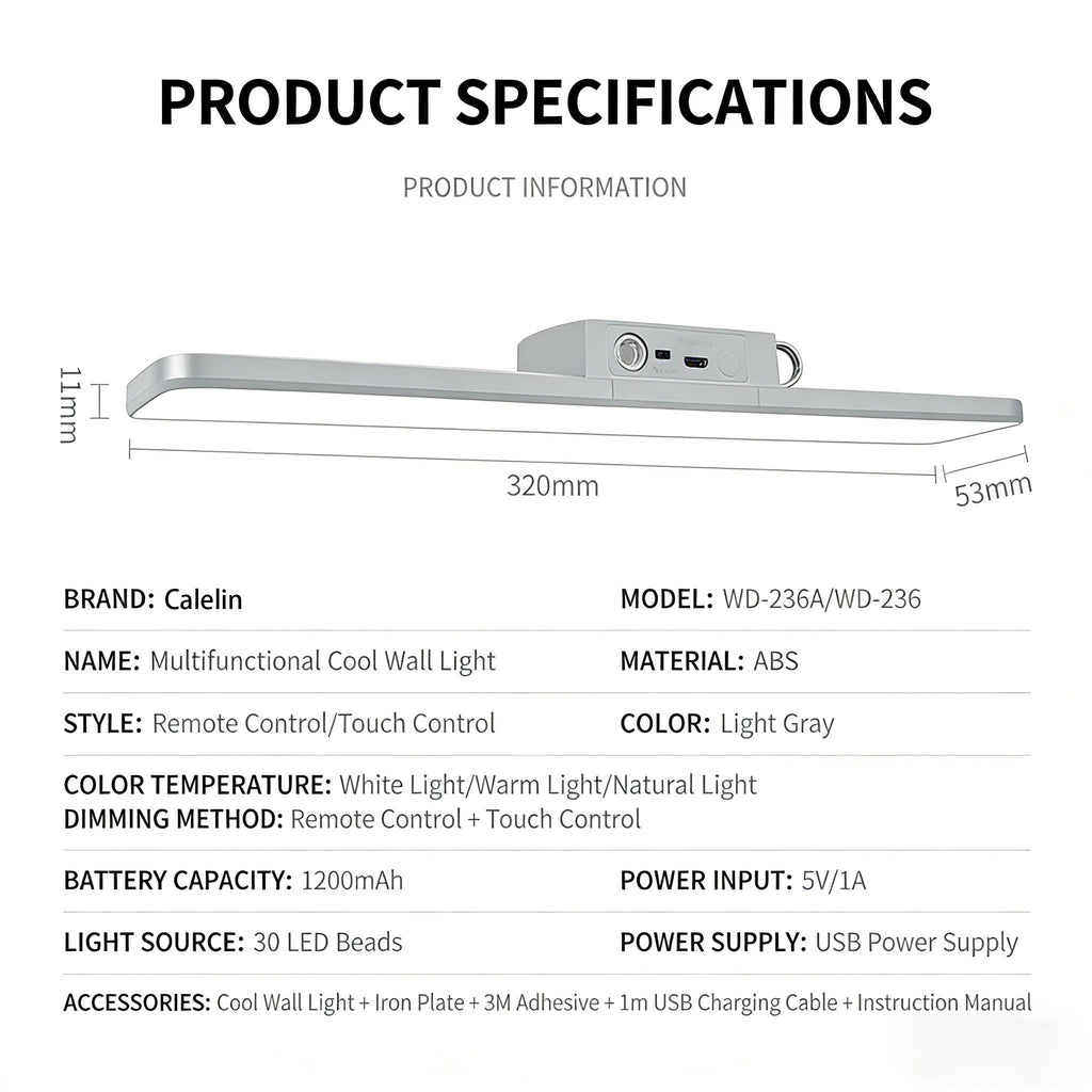 Calelin Multi-Functional LED Under Cabinet Light, Remote Control Dimmable & Timing Closet Lamp with 1200mAh Battery, Magnetic Stick-On Wireless Light for Bedroom, Dorm, Kitchen