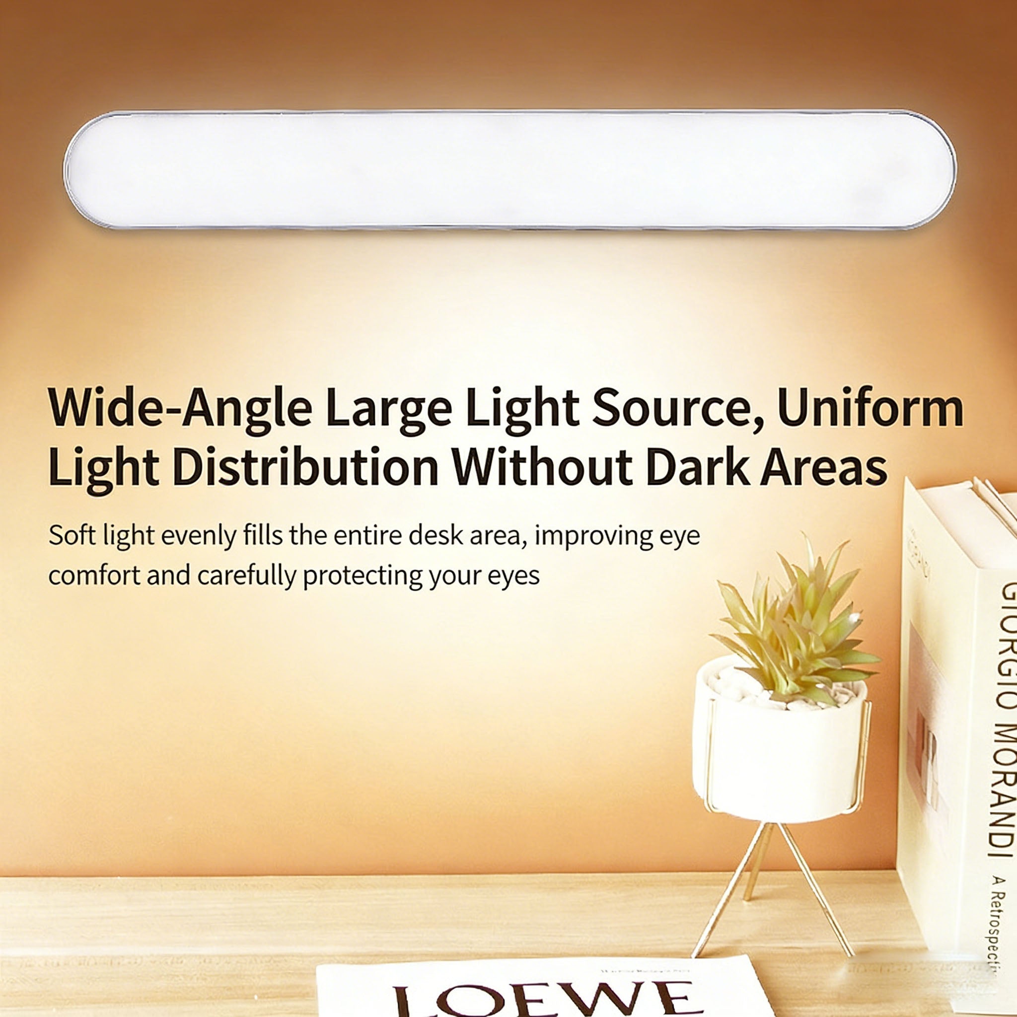 Calelin LED Magnetic Under Cabinet Light, Touch Control Dimmable & Color Temperature Adjustable (Warm/Cool/White Light), Wide-Angle Brightness for Dorm/Desk, USB Rechargeable, Space-Saving Stick-On Lamp