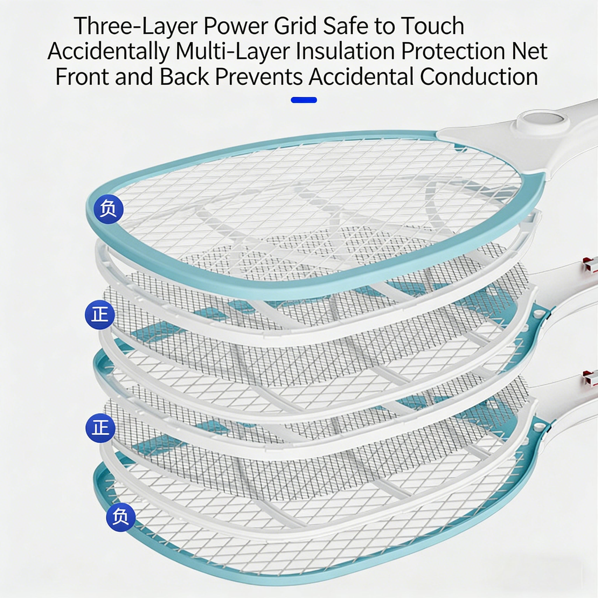 Calelin Electric Fly Swatter, 3000V Powerful Bug Zapper Racket with Upgraded Large Mesh & 3-Layer Safety Grid, 1s Residual Power Elimination, Rechargeable Mosquito Killer for Home Kitchen Bedroom