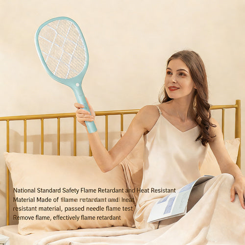 Calelin Electric Fly Swatter, 3000V Bug Zapper Racket with Flame-Retardant Material, Bright LED Light & Type-C Rechargeable, Safe Physical Mosquito Killer for Home Bedroom