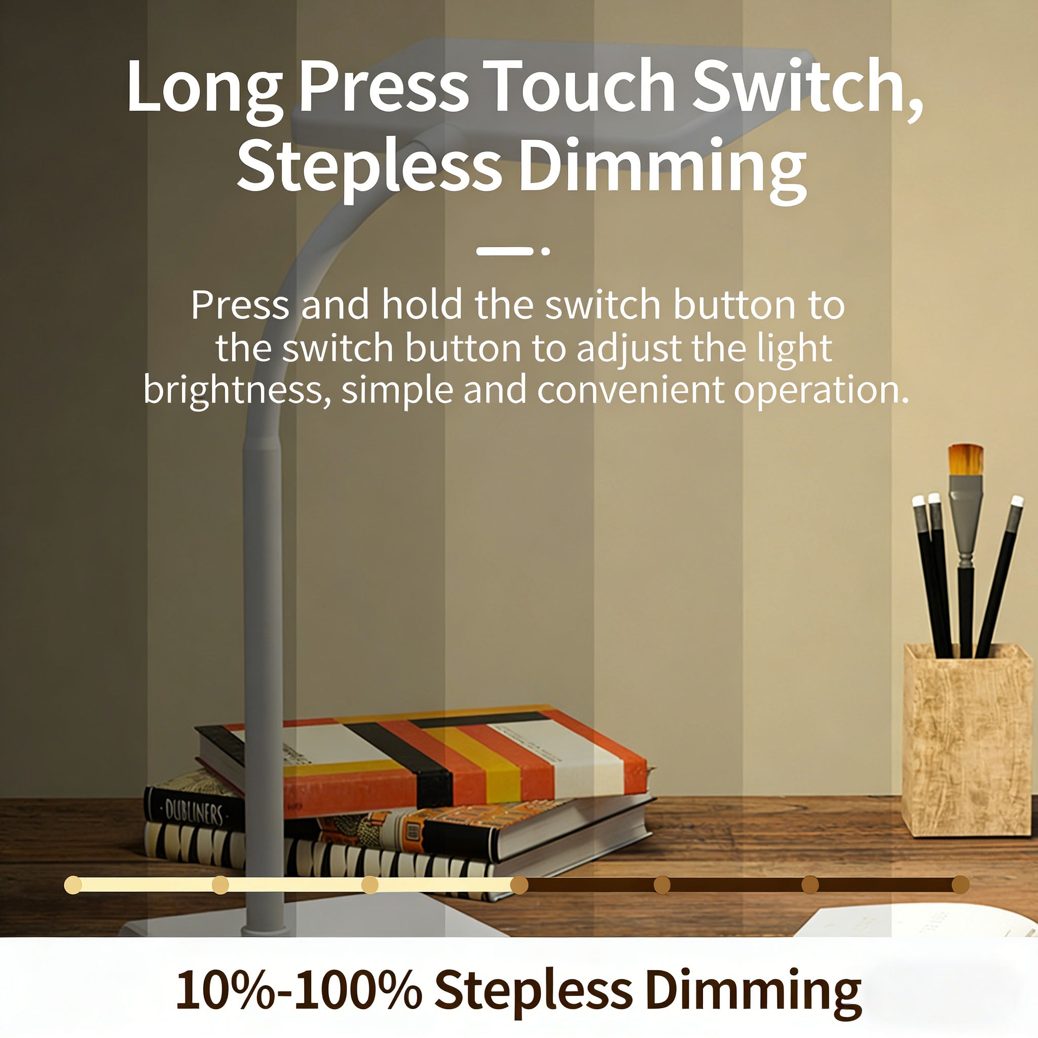 Calelin Stepless Dimming LED Desk Lamp for Reading & Study - 3 Color Temperatures (3000K-6000K), Rechargeable & Plug-in, Eye-Caring Soft Light, USB-C Charging, Large Capacity Battery