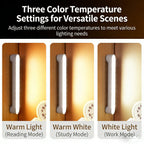 Calelin LED Magnetic Under Cabinet Light, Touch Control Dimmable & Color Temperature Adjustable (Warm/Cool/White Light), Wide-Angle Brightness for Dorm/Desk, USB Rechargeable, Space-Saving Stick-On Lamp