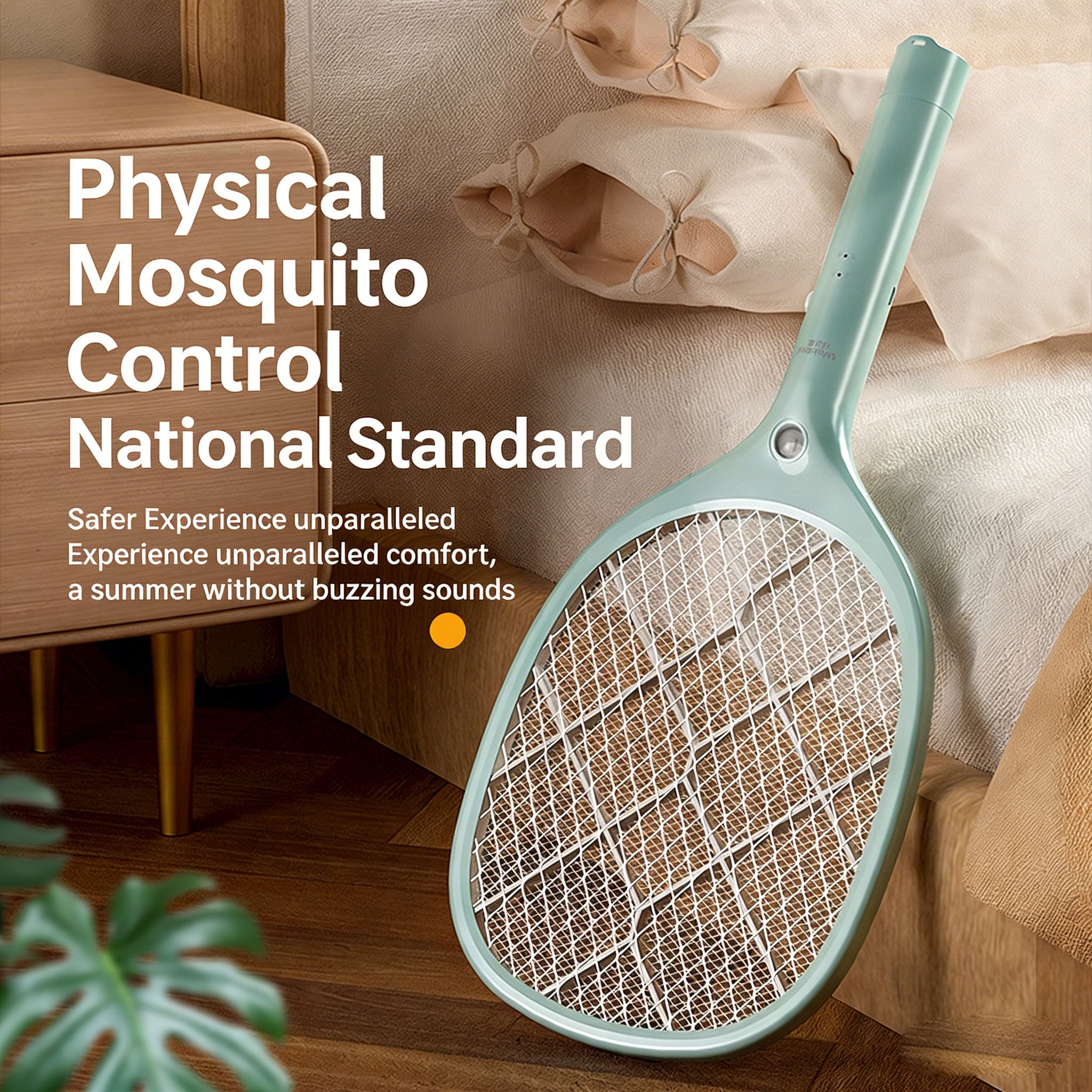 Calelin Electric Fly Swatter, 3000V Bug Zapper Racket with Flame-Retardant Material, Bright LED Light & Type-C Rechargeable, Safe Physical Mosquito Killer for Home Bedroom