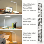Calelin Stepless Dimming LED Desk Lamp for Reading & Study - 3 Color Temperatures (3000K-6000K), Rechargeable & Plug-in, Eye-Caring Soft Light, USB-C Charging, Large Capacity Battery