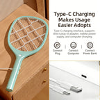 Calelin Electric Fly Swatter, 3000V Bug Zapper Racket with Flame-Retardant Material, Bright LED Light & Type-C Rechargeable, Safe Physical Mosquito Killer for Home Bedroom
