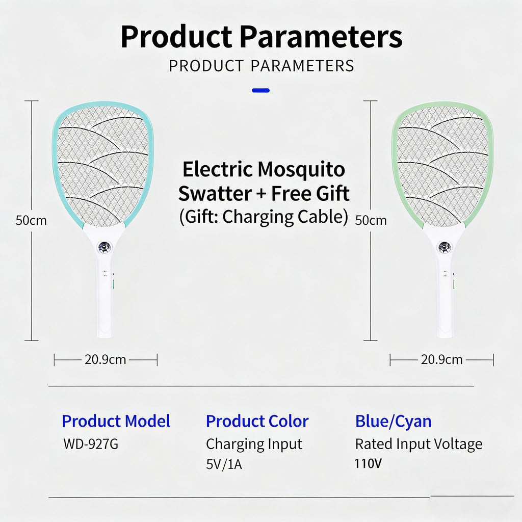 Calelin Electric Fly Swatter, 3000V Powerful Bug Zapper Racket with Upgraded Large Mesh & 3-Layer Safety Grid, 1s Residual Power Elimination, Rechargeable Mosquito Killer for Home Kitchen Bedroom