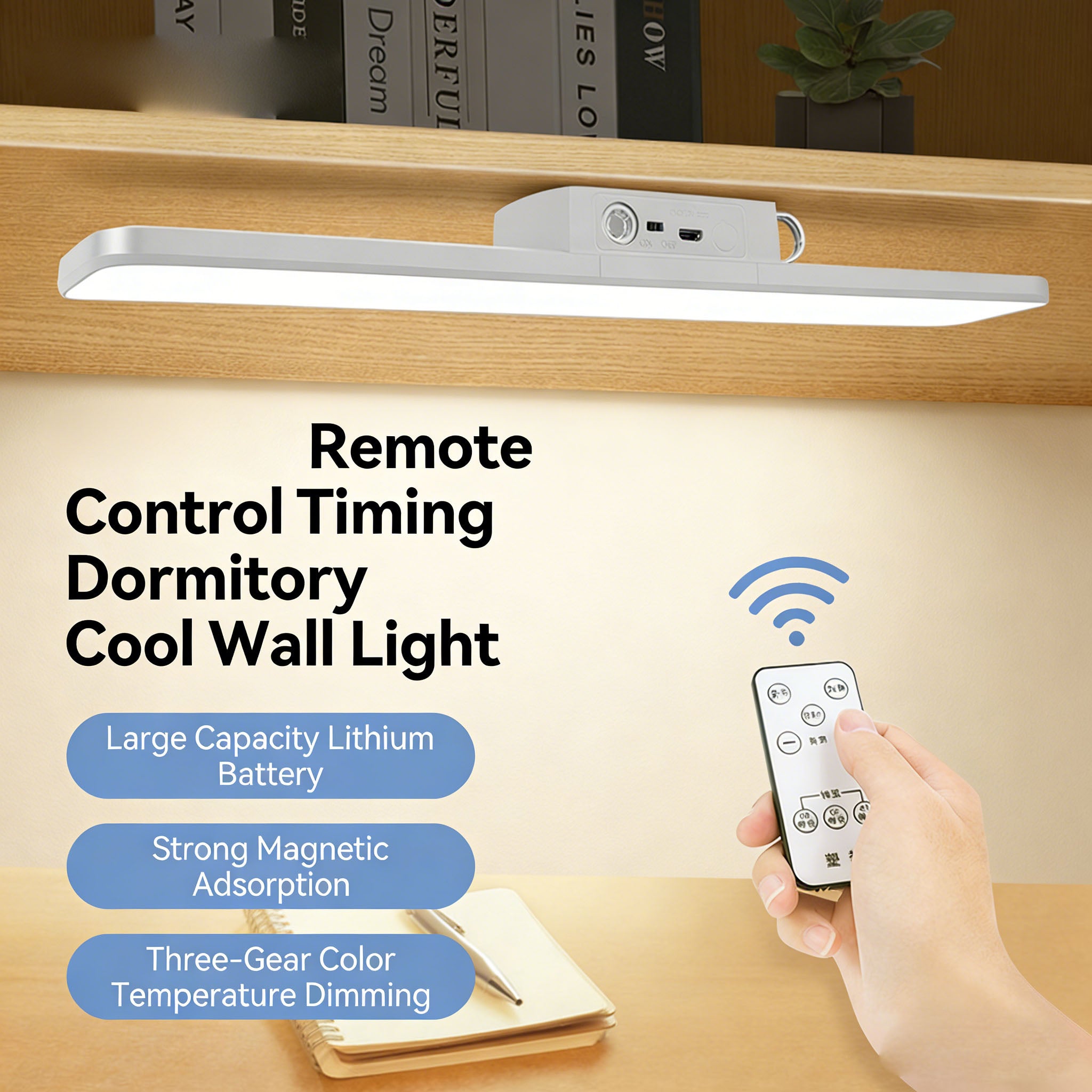Calelin Multi-Functional LED Under Cabinet Light, Remote Control Dimmable & Timing Closet Lamp with 1200mAh Battery, Magnetic Stick-On Wireless Light for Bedroom, Dorm, Kitchen