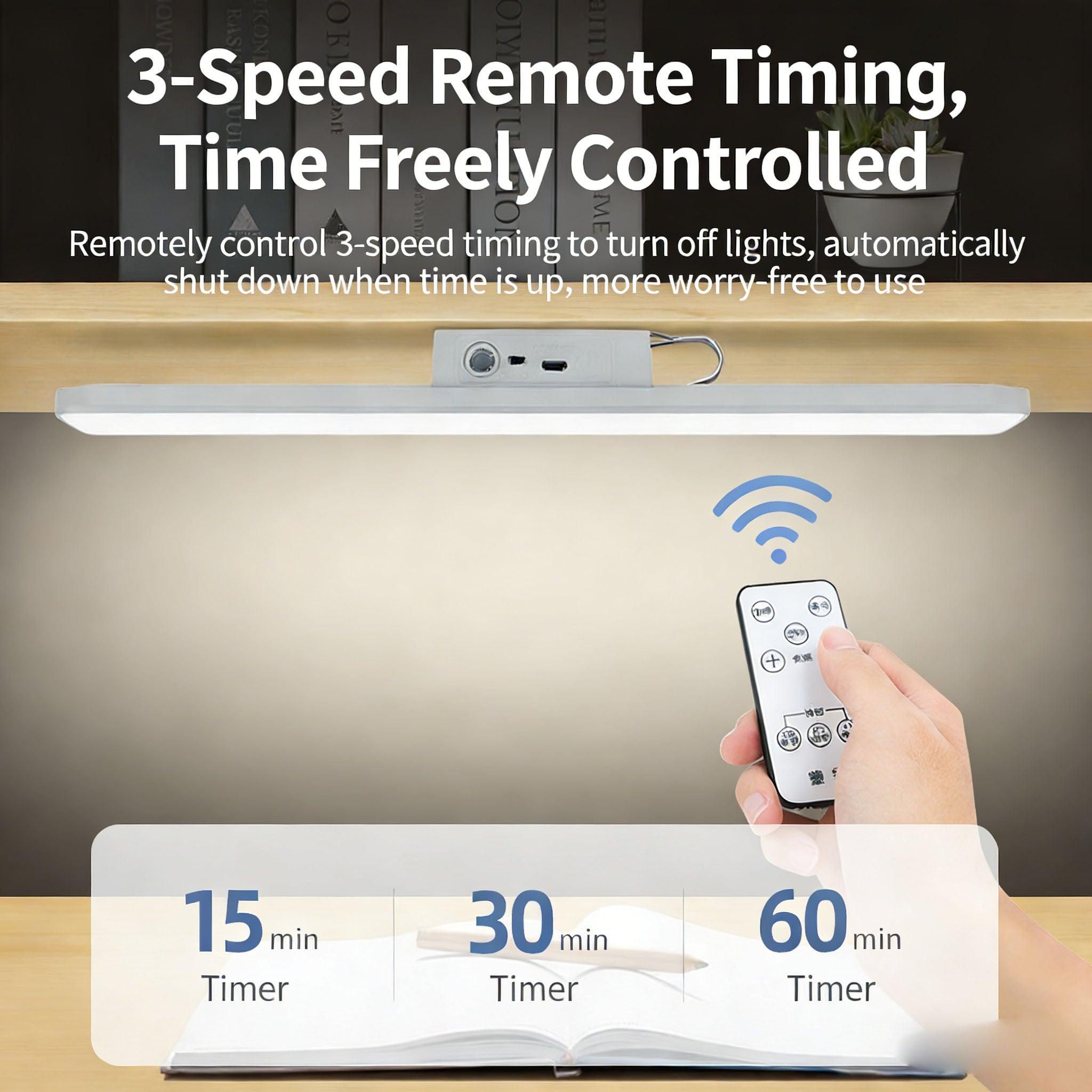 Calelin Multi-Functional LED Under Cabinet Light, Remote Control Dimmable & Timing Closet Lamp with 1200mAh Battery, Magnetic Stick-On Wireless Light for Bedroom, Dorm, Kitchen