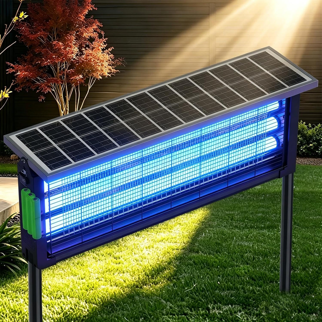 Large Solar Bug Zapper Outdoor for 4000 sq.ft Rechargeable Mosquito Zapper for Backyard, Cordless USB Charging Fly Insect Trap