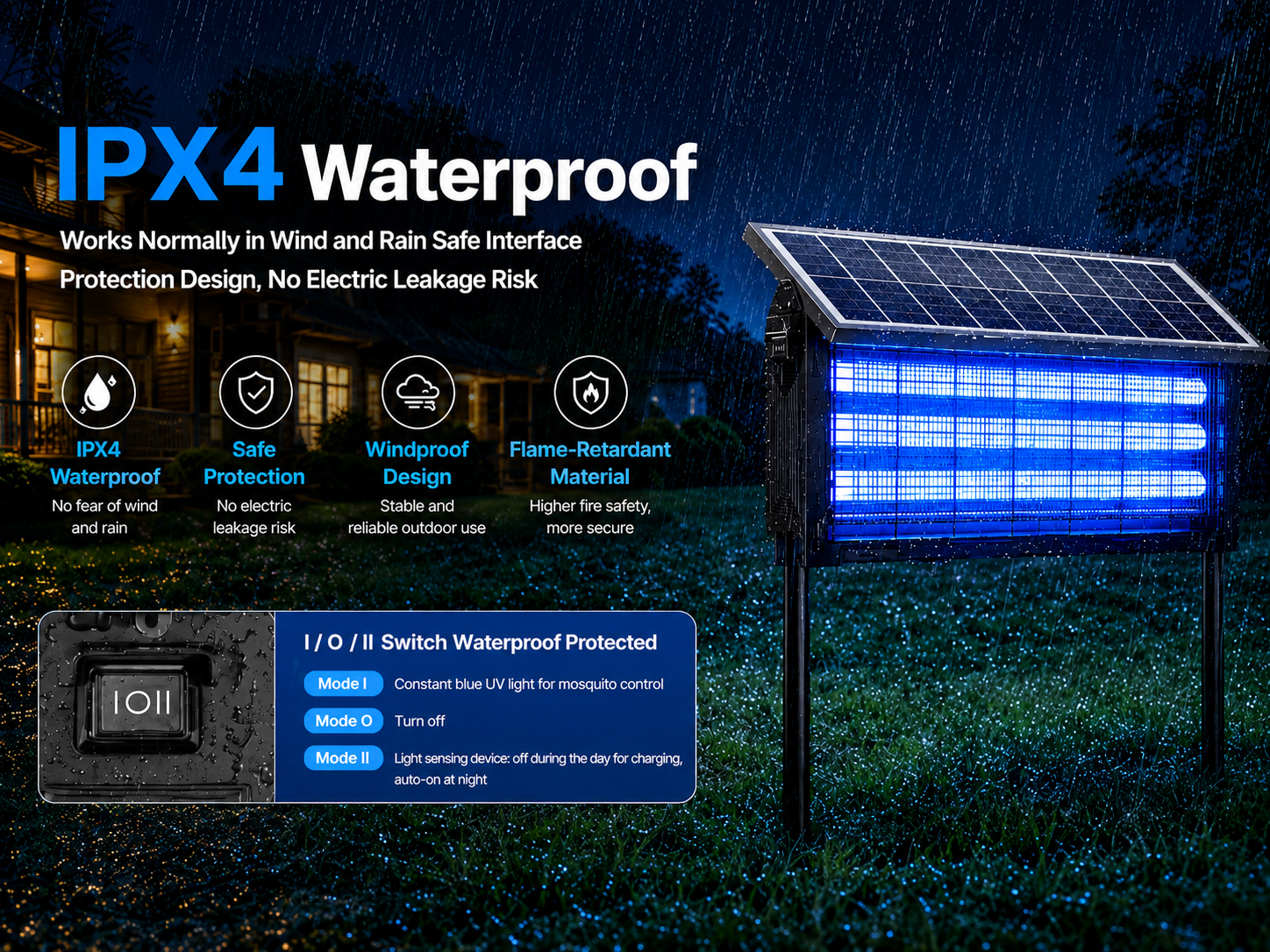 Large Solar Bug Zapper Outdoor for 4000 sq.ft Rechargeable Mosquito Zapper for Backyard, Cordless USB Charging Fly Insect Trap