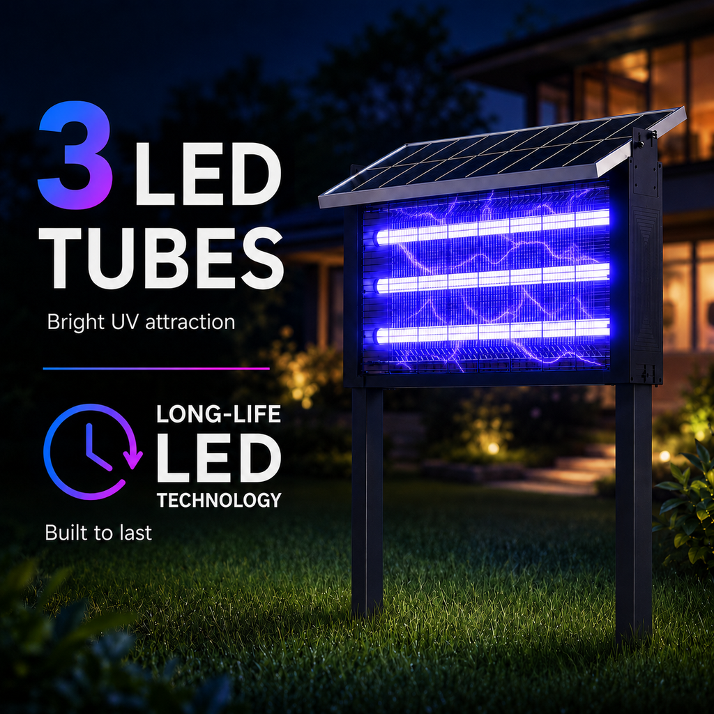 Large Solar Bug Zapper Outdoor for 8000 sq.ft , Rechargeable & Cordless Fly Insect Mosquitos Trap for Patio Yard Home Garden